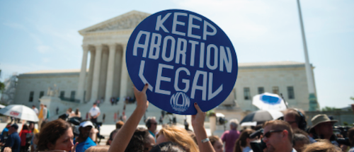 Protest sign reading "keep abortion legal"