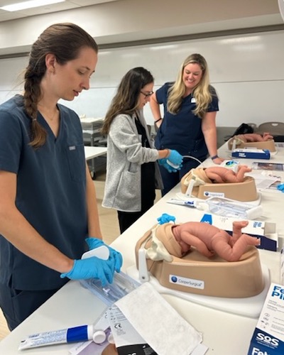 Residents practicing during OB sim day