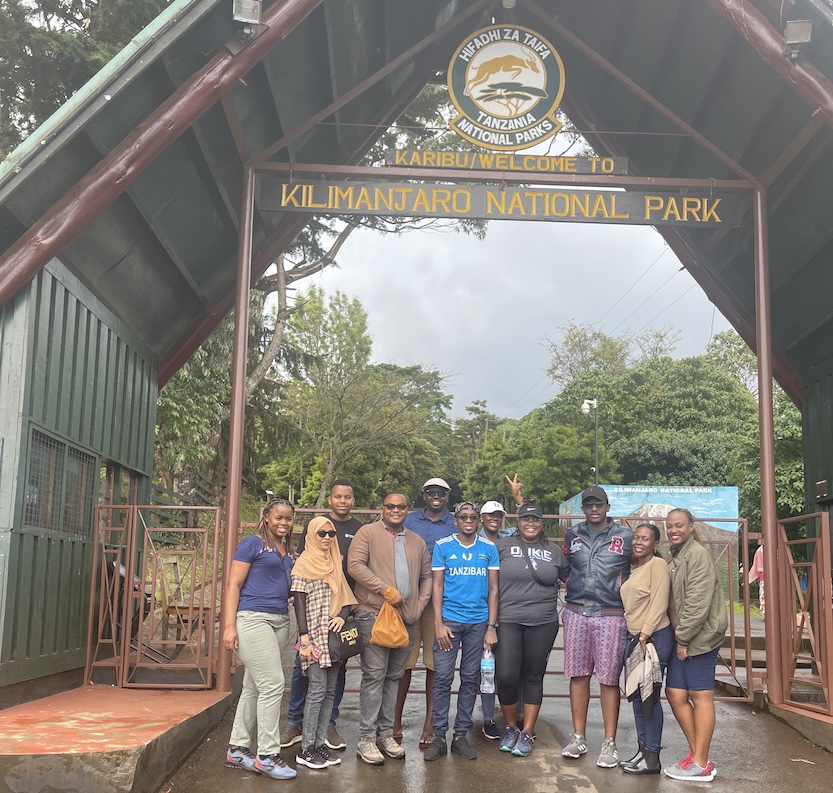The group in front of Kilimanjaro National Park