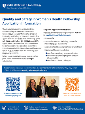 Quality and Safety in Women’s Health Fellowship Application Information flyer