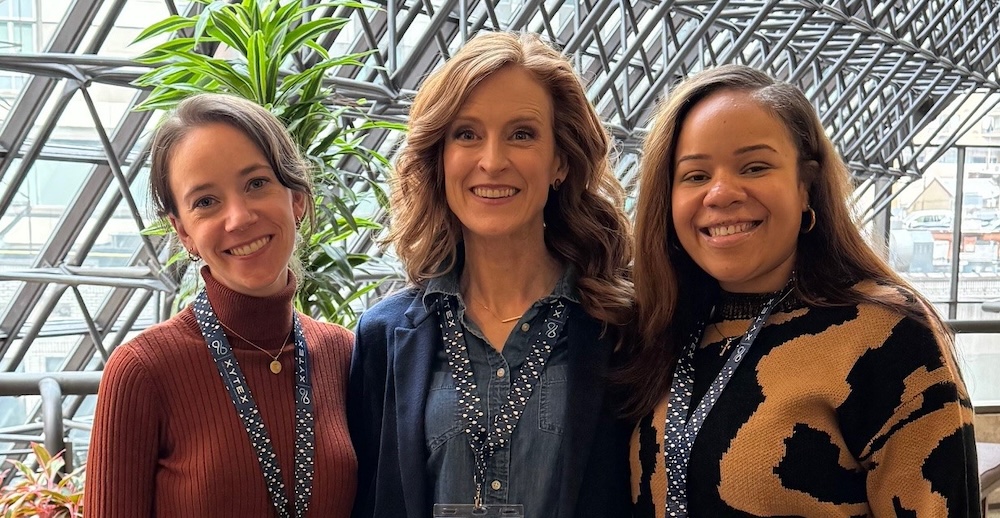 Postdoctoral fellows Stephanie Schuette, PhD, and Breanna Beard, PhD, with Julia Woodward, PhD (center), at the 12th annual Jones Foundation Infertility Counseling Conference