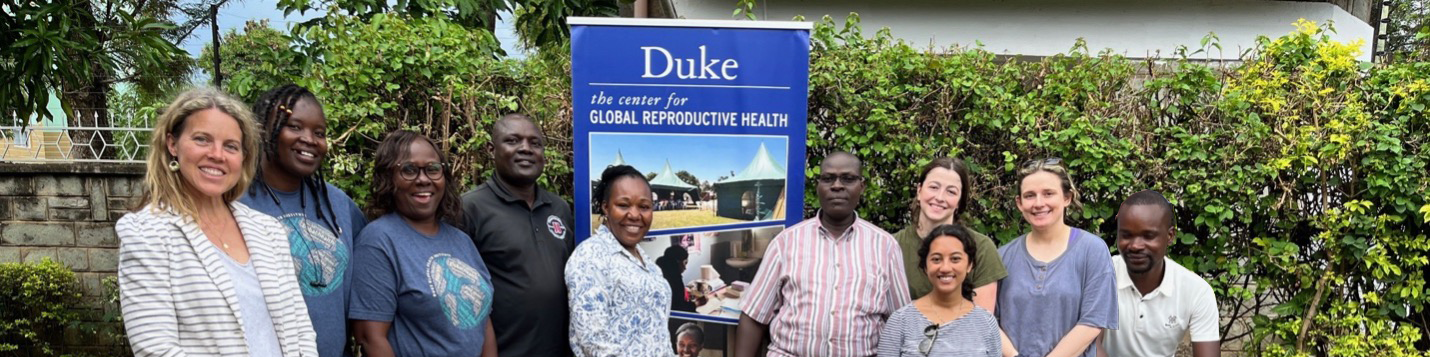 Megan Huchko, MD, MPH (far left), with representatives and researchers from the Kenya Medical Research Institute (KEMRI) and the Duke Center for Global Women’s Health Technologies (GWHT).