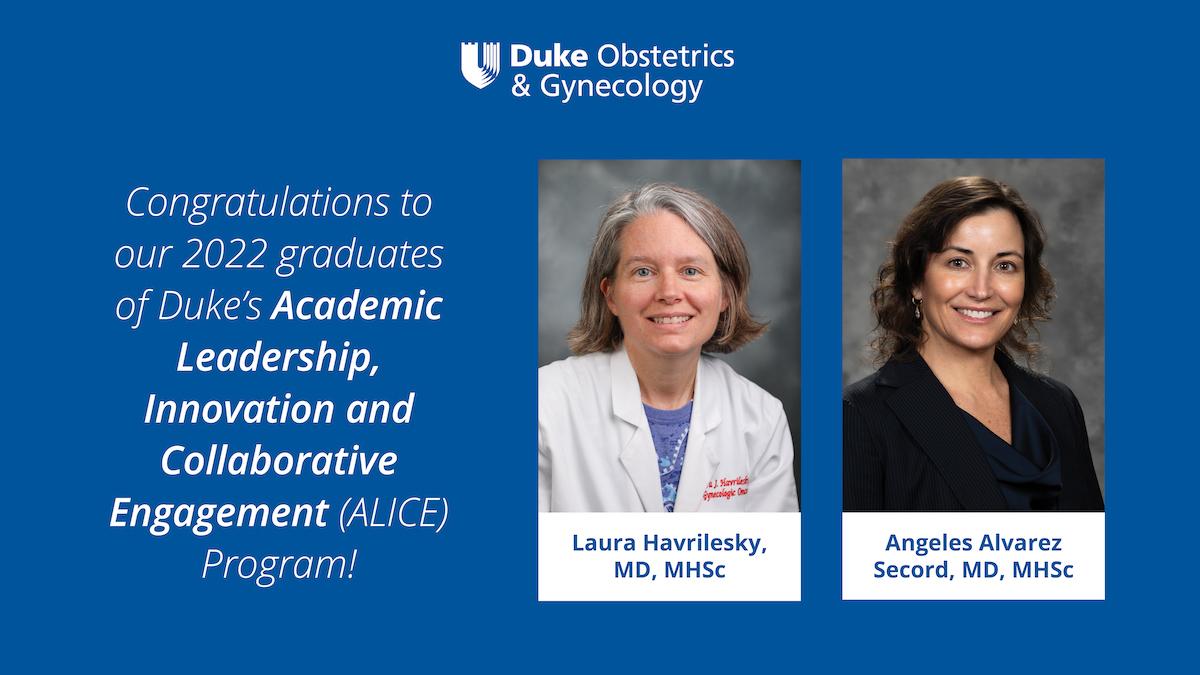 ALICE graduates Havrilesky & Secord