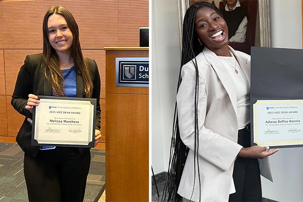  Melissa Marchese and Adwoa Baffoe-Bonnie, recipients of the Vice Dean Award for Research Excellence
