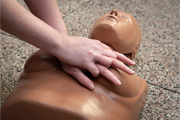 Womanikin being used for bystander CPR training.