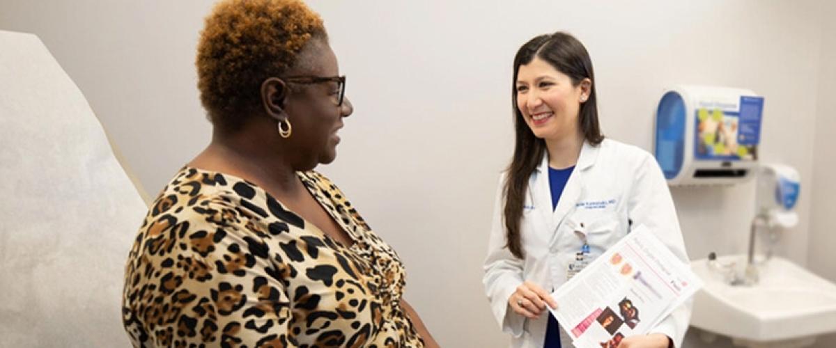 Doctor and patient talking in clinic