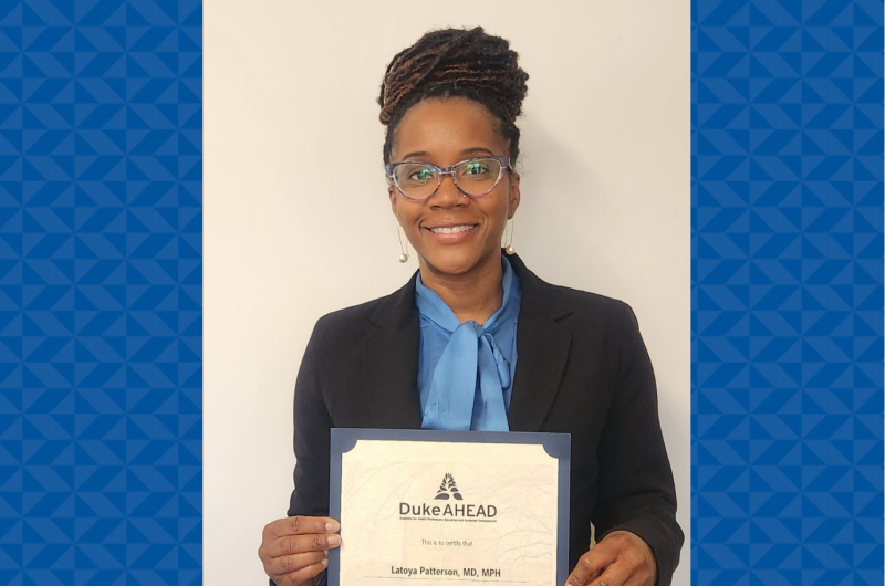 Dr. Patterson with her certificate