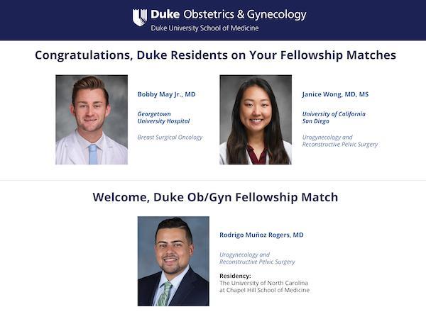 Photos of residents who matched for fellowships.