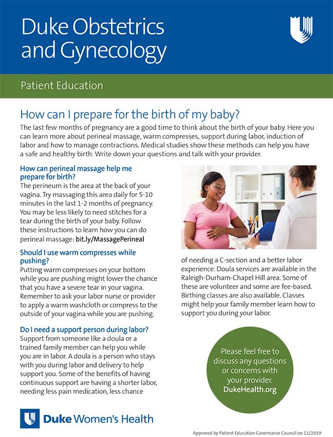 Duke Ob/Gyn Creates Patient Education Resource For Preparing For